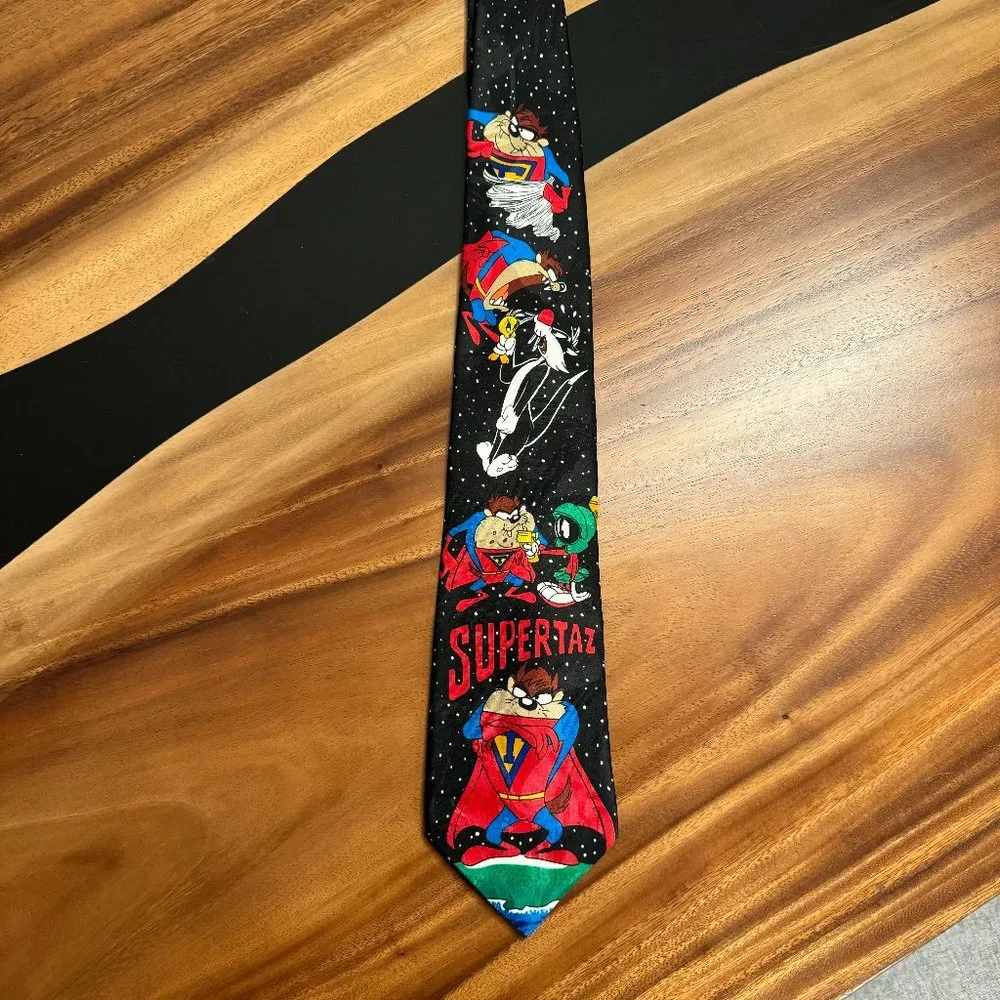 Looney Tunes Mania Necktie Tie Tasmanian Devil Vintage Taz 1993‎ Marvin Martian